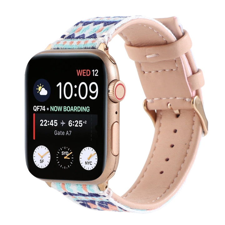 Lisslune | Ethnic Leather Watch Strap for Apple Watch Series 7 45mm / 6 & SE & 5 & 4 44mm / 3 & 2 & 1 42mm (Pink)