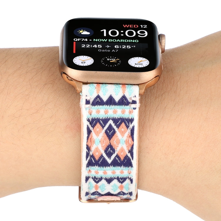 Lisslune | Ethnic Leather Watch Strap for Apple Watch Series 7 45mm / 6 & SE & 5 & 4 44mm / 3 & 2 & 1 42mm (Pink)