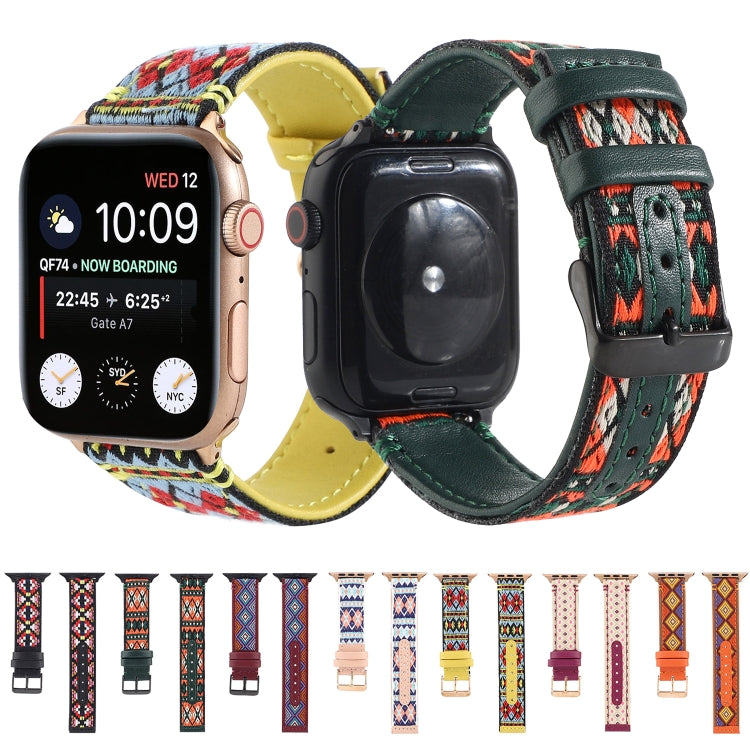 Lisslune | Ethnic Leather Watch Band for Apple Watch Series 7 45mm / 6 & SE & 5 & 4 44mm / 3 & 2 & 1 42mm (Purple)