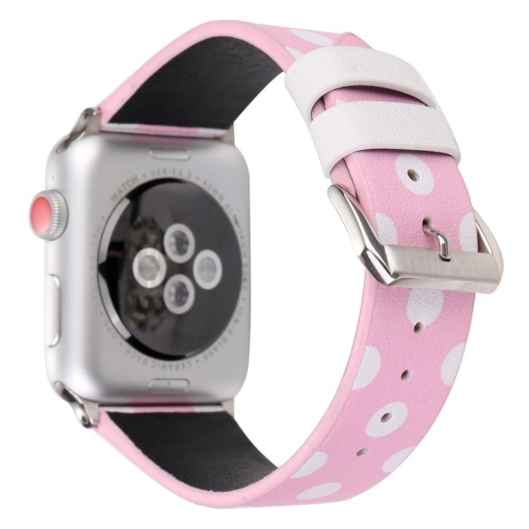 Lisslune | Fashion Wave Dot Series Leather Bracelet for Apple Watch Ultra 49mm & Watch Ultra 2 49mm / Series 9 & 8 & 7 45mm / SE 3 & SE 2 & 6 & SE & 5 & 4 44mm / 3 & 2 & 1 42mm (White Wave Dots Pink)