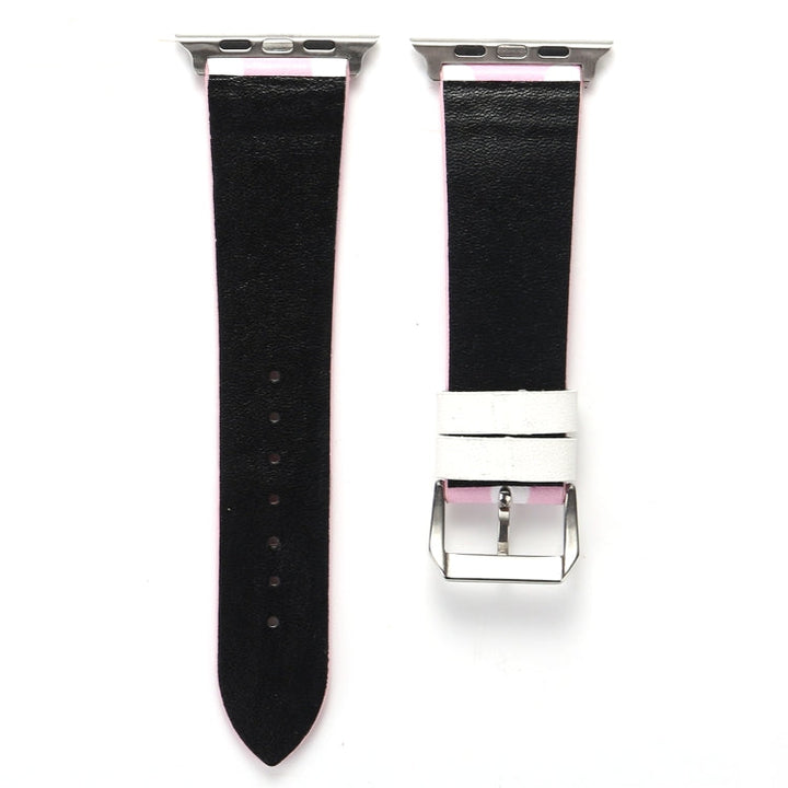 Lisslune | Fashion Wave Dot Series Leather Bracelet for Apple Watch Ultra 49mm & Watch Ultra 2 49mm / Series 9 & 8 & 7 45mm / SE 3 & SE 2 & 6 & SE & 5 & 4 44mm / 3 & 2 & 1 42mm (White Wave Dots Pink)