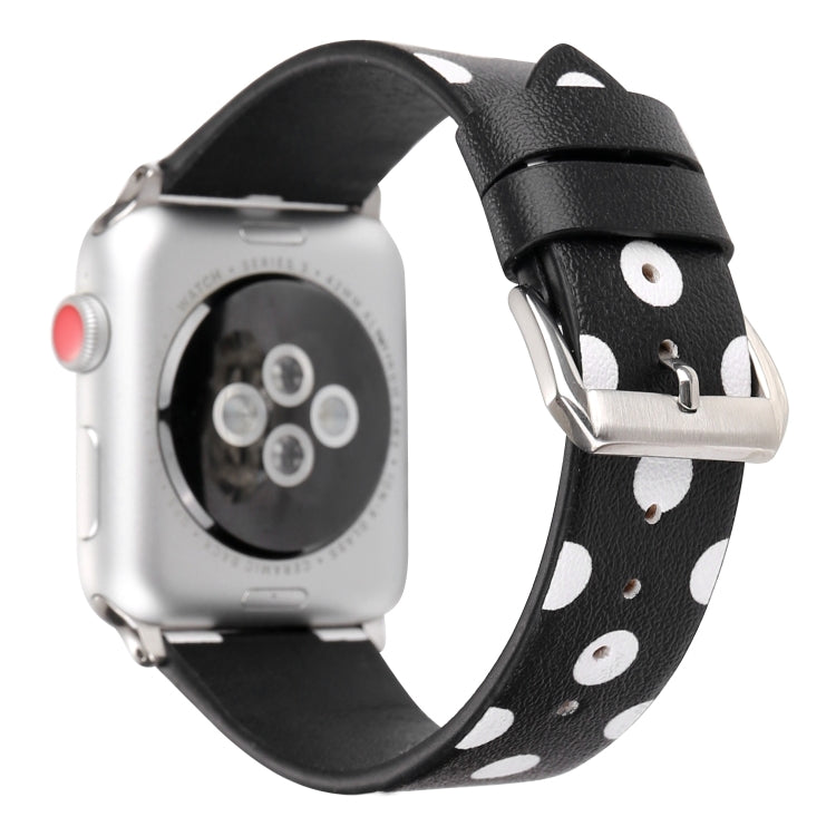 Lisslune | Fashion Wave Dot Series Leather Watch Band for Apple Watch Ultra 49mm & Watch Ultra 2 49mm / Series 9 & 8 & 7 45mm / SE 3 & SE 2 & 6 & SE & 5 & 4 44mm / 3 & 2 & 1 42mm (White Waves on Black)