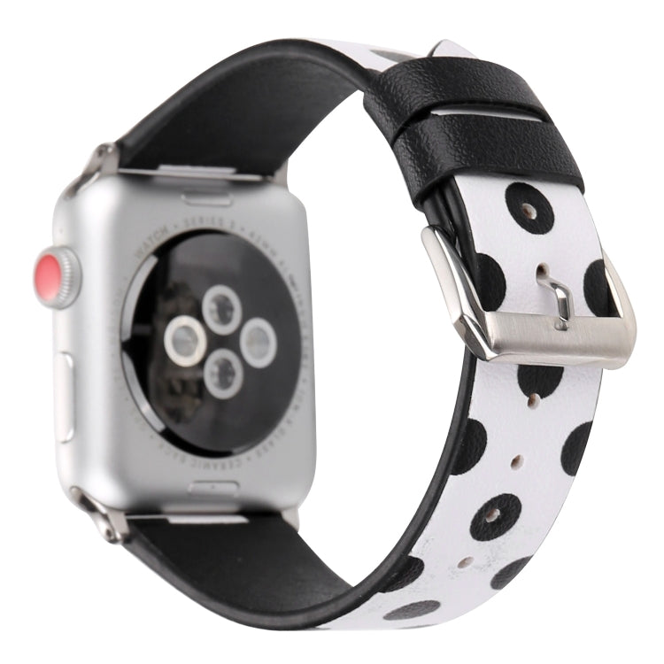 Lisslune | Fashion Wave Dot Series Leather Watch Band for Apple Watch Series 9&8&7 41mm / SE 3&SE 2&6&SE&5&4 40mm / 3&2&1 38mm (Black Wave Dots on White)