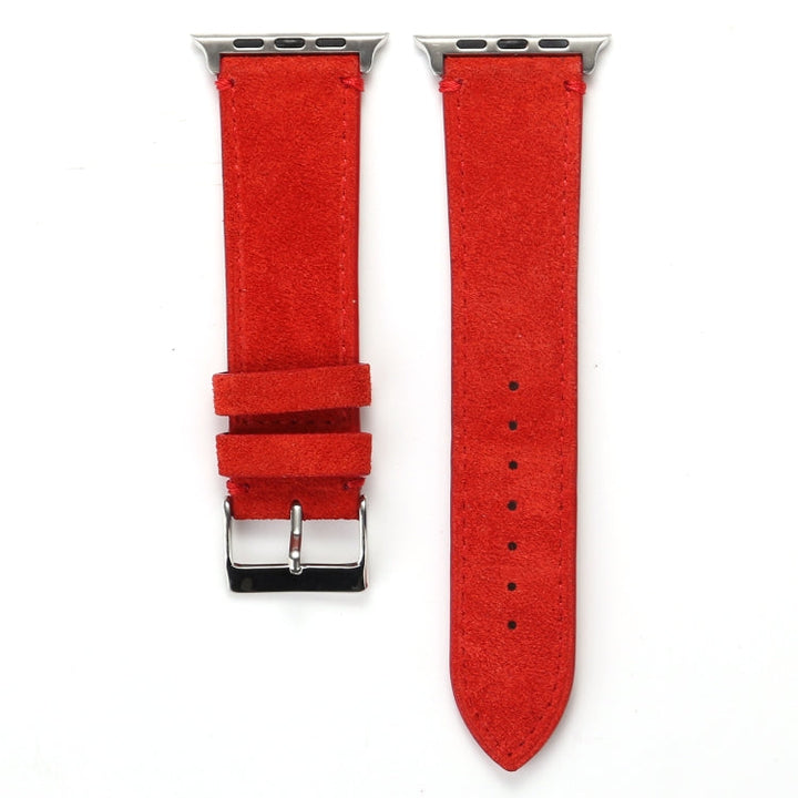 Lisslune | Frosted Leather Watch Band for Apple Watch Series 7 41mm / 6 & SE & 5 & 4 40mm / 3 & 2 & 1 38mm (Red)
