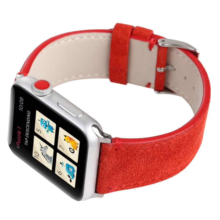 Lisslune | Frosted Leather Watch Band for Apple Watch Series 7 41mm / 6 & SE & 5 & 4 40mm / 3 & 2 & 1 38mm (Red)