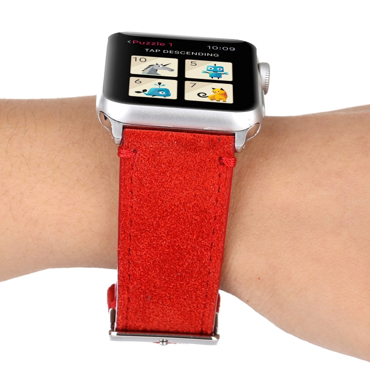 Lisslune | Frosted Leather Watch Band for Apple Watch Series 7 41mm / 6 & SE & 5 & 4 40mm / 3 & 2 & 1 38mm (Red)