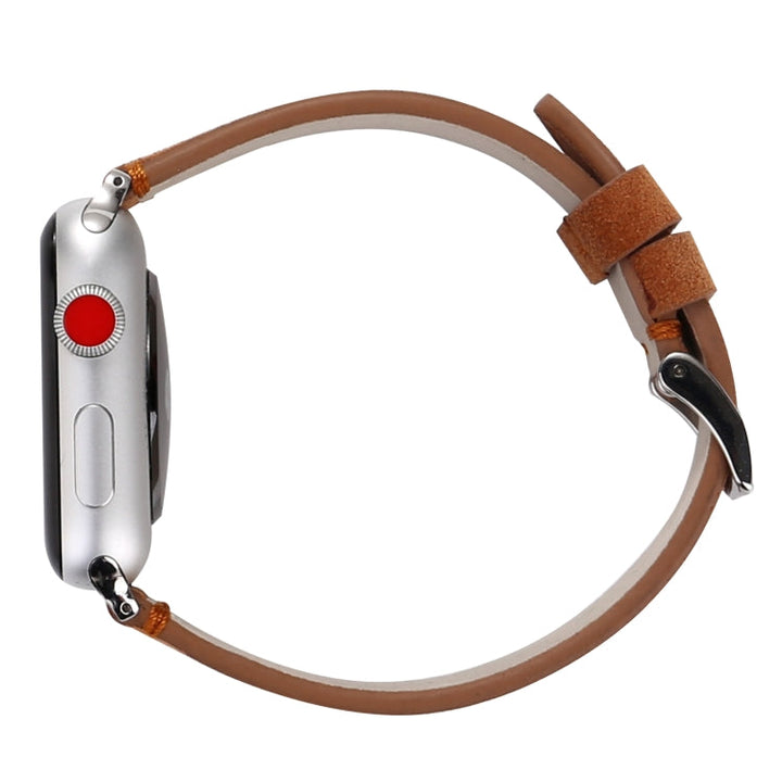 Lisslune | Frosted Leather Watch Band For Apple Watch Series 7 41mm / 6 & SE & 5 & 4 40mm / 3 & 2 & 1 38mm (Brown)