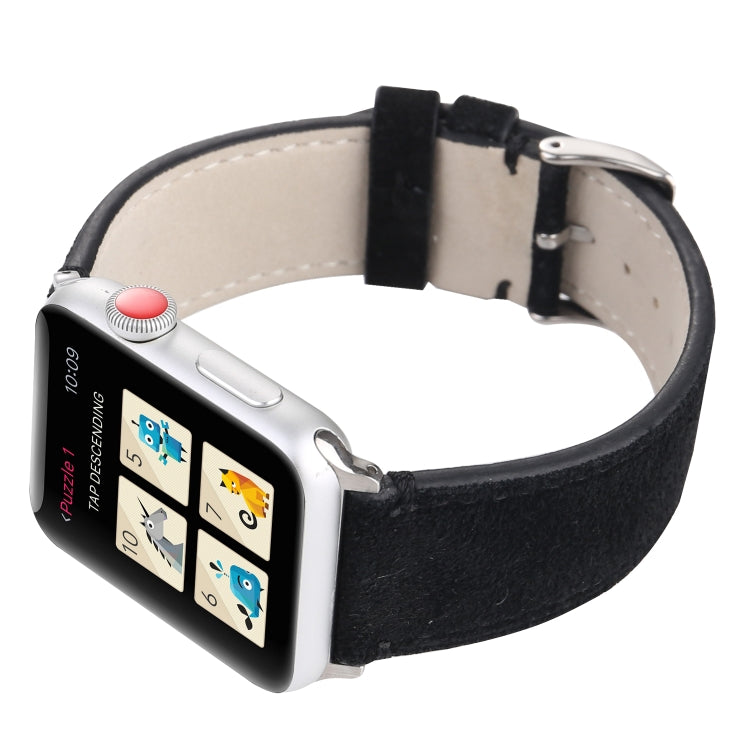 Lisslune | Frosted Leather Watch Band For Apple Watch Series 7 41mm / 6 & SE & 5 & 4 40mm / 3 & 2 & 1 38mm (Black)