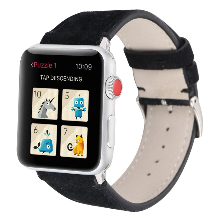 Lisslune | Frosted Leather Watch Band For Apple Watch Series 7 41mm / 6 & SE & 5 & 4 40mm / 3 & 2 & 1 38mm (Black)