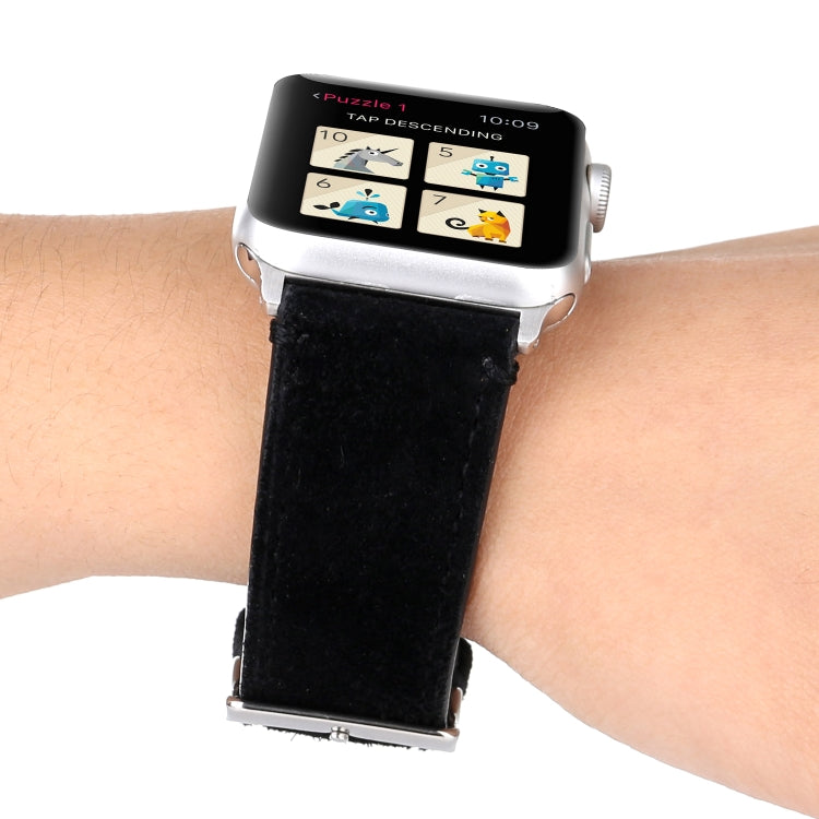 Lisslune | Frosted Leather Watch Band For Apple Watch Series 7 41mm / 6 & SE & 5 & 4 40mm / 3 & 2 & 1 38mm (Black)