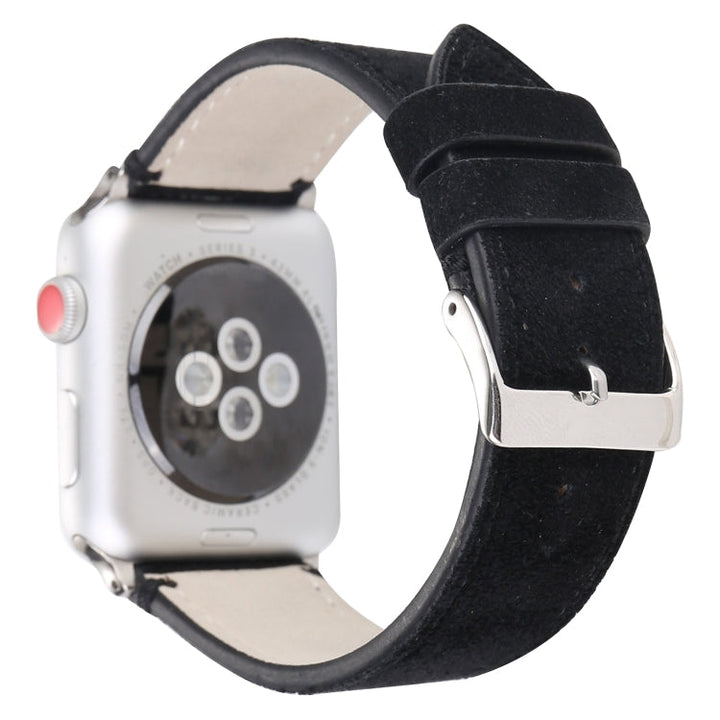 Lisslune | Frosted Leather Watch Band For Apple Watch Series 7 41mm / 6 & SE & 5 & 4 40mm / 3 & 2 & 1 38mm (Black)