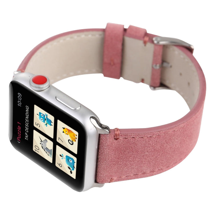 Lisslune | Frosted Leather Watch Band For Apple Watch Series 7 45mm / 6 & SE & 5 & 4 44mm / 3 & 2 & 1 42mm (Pink)
