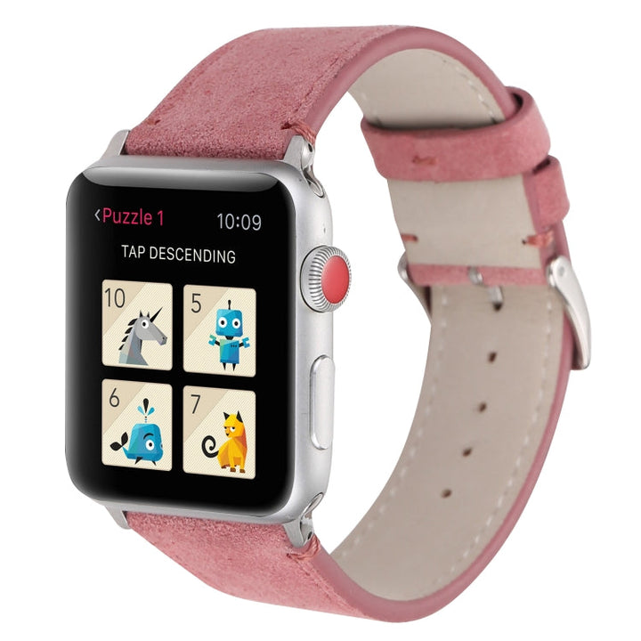 Lisslune | Frosted Leather Watch Band For Apple Watch Series 7 45mm / 6 & SE & 5 & 4 44mm / 3 & 2 & 1 42mm (Pink)