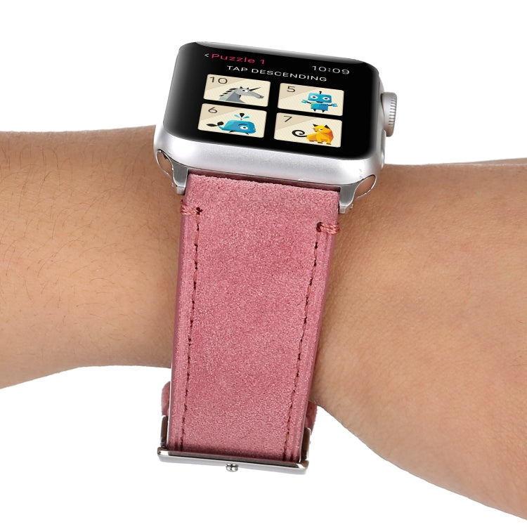 Lisslune | Frosted Leather Watch Band For Apple Watch Series 7 45mm / 6 & SE & 5 & 4 44mm / 3 & 2 & 1 42mm (Pink)