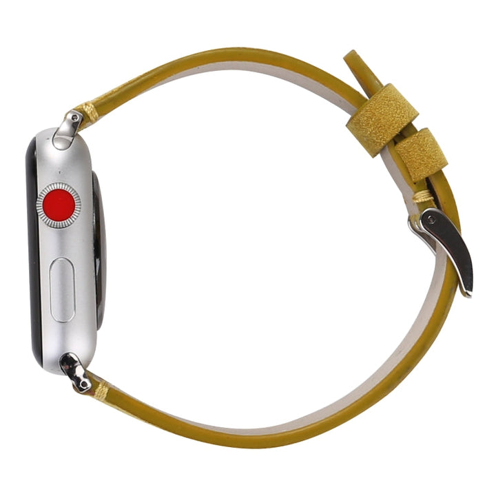 Lisslune | Frosted Leather Watch Band for Apple Watch Series 7 45mm / 6 & SE & 5 & 4 44mm / 3 & 2 & 1 42mm (Yellow)