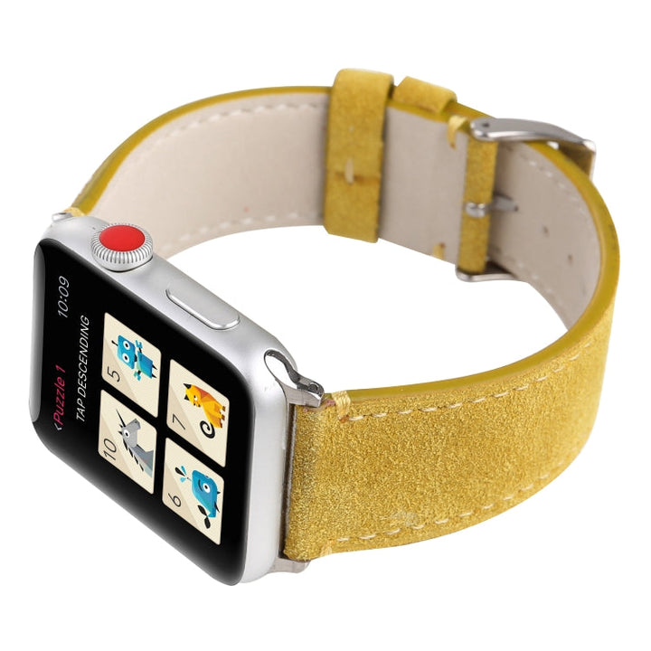 Lisslune | Frosted Leather Watch Band for Apple Watch Series 7 45mm / 6 & SE & 5 & 4 44mm / 3 & 2 & 1 42mm (Yellow)