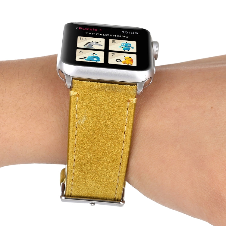 Lisslune | Frosted Leather Watch Band for Apple Watch Series 7 45mm / 6 & SE & 5 & 4 44mm / 3 & 2 & 1 42mm (Yellow)