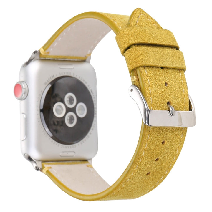 Lisslune | Frosted Leather Watch Band for Apple Watch Series 7 45mm / 6 & SE & 5 & 4 44mm / 3 & 2 & 1 42mm (Yellow)