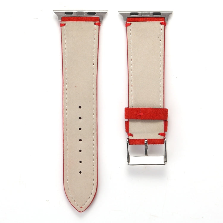 Lisslune | Frosted Leather Watch Strap for Apple Watch Series 7 45mm / 6 & SE & 5 & 4 44mm / 3 & 2 & 1 42mm (Red)