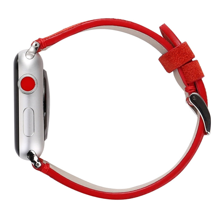 Lisslune | Frosted Leather Watch Strap for Apple Watch Series 7 45mm / 6 & SE & 5 & 4 44mm / 3 & 2 & 1 42mm (Red)