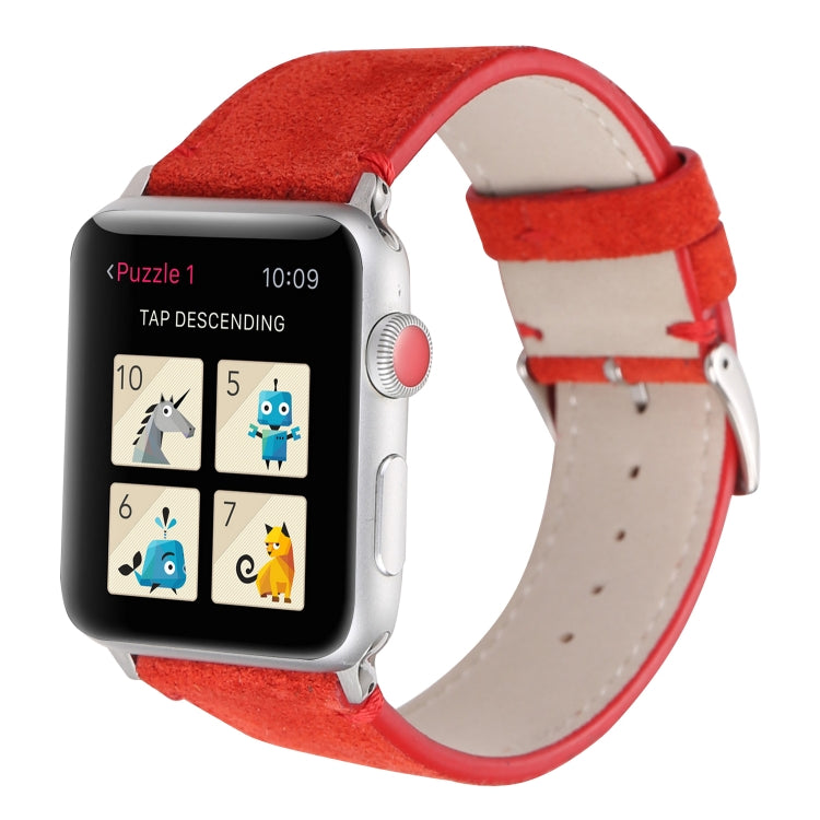 Lisslune | Frosted Leather Watch Strap for Apple Watch Series 7 45mm / 6 & SE & 5 & 4 44mm / 3 & 2 & 1 42mm (Red)