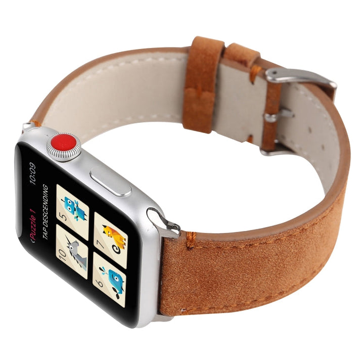 Lisslune | Frosted Leather Watch Strap for Apple Watch Series 7 45mm / 6 & SE & 5 & 4 44mm / 3 & 2 & 1 42mm (Brown)