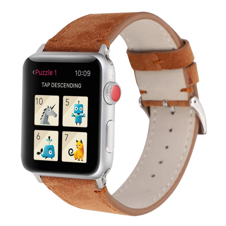 Lisslune | Frosted Leather Watch Strap for Apple Watch Series 7 45mm / 6 & SE & 5 & 4 44mm / 3 & 2 & 1 42mm (Brown)