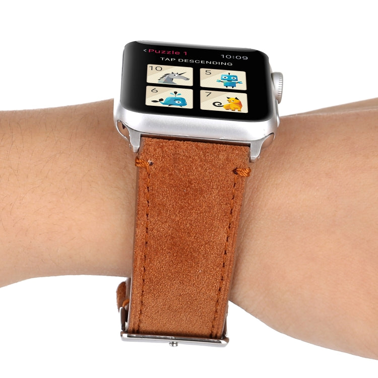 Lisslune | Frosted Leather Watch Strap for Apple Watch Series 7 45mm / 6 & SE & 5 & 4 44mm / 3 & 2 & 1 42mm (Brown)