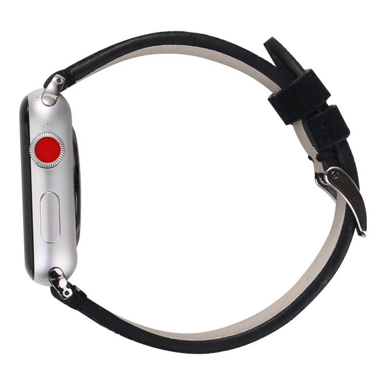 Lisslune | Frosted Leather Watch Strap for Apple Watch Series 7 45mm / 6 & SE & 5 & 4 44mm / 3 & 2 & 1 42mm (Black)