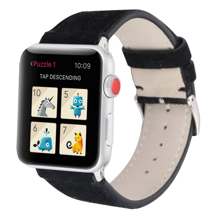Lisslune | Frosted Leather Watch Strap for Apple Watch Series 7 45mm / 6 & SE & 5 & 4 44mm / 3 & 2 & 1 42mm (Black)