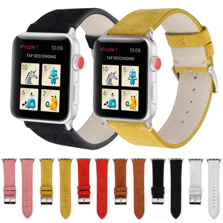 Lisslune | Frosted Leather Watch Band for Apple Watch Series 7 45mm / 6 & SE & 5 & 4 44mm / 3 & 2 & 1 42mm (Yellow)