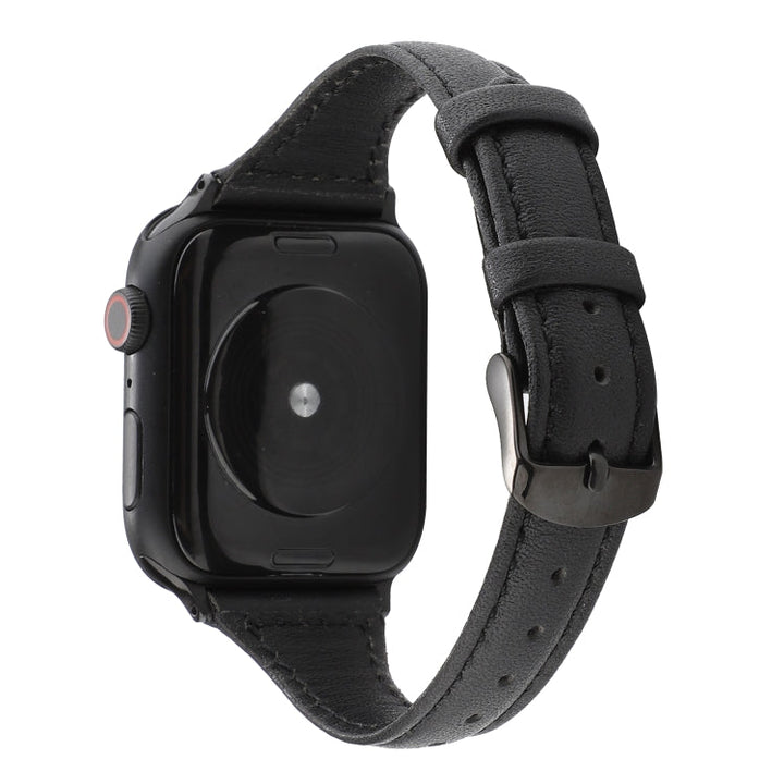 Lisslune | For Apple Watch Ultra 49 mm & Watch Ultra 2 49 mm / Series 9 & 8 & 7 45 mm / SE 3 & SE 2 & 6 & SE & 5 & 4 44 mm / 3 & 2 & 1 42 mm Crazy Horse Texture Leather Band (Black)
