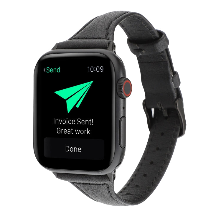 Lisslune | For Apple Watch Ultra 49 mm & Watch Ultra 2 49 mm / Series 9 & 8 & 7 45 mm / SE 3 & SE 2 & 6 & SE & 5 & 4 44 mm / 3 & 2 & 1 42 mm Crazy Horse Texture Leather Band (Black)