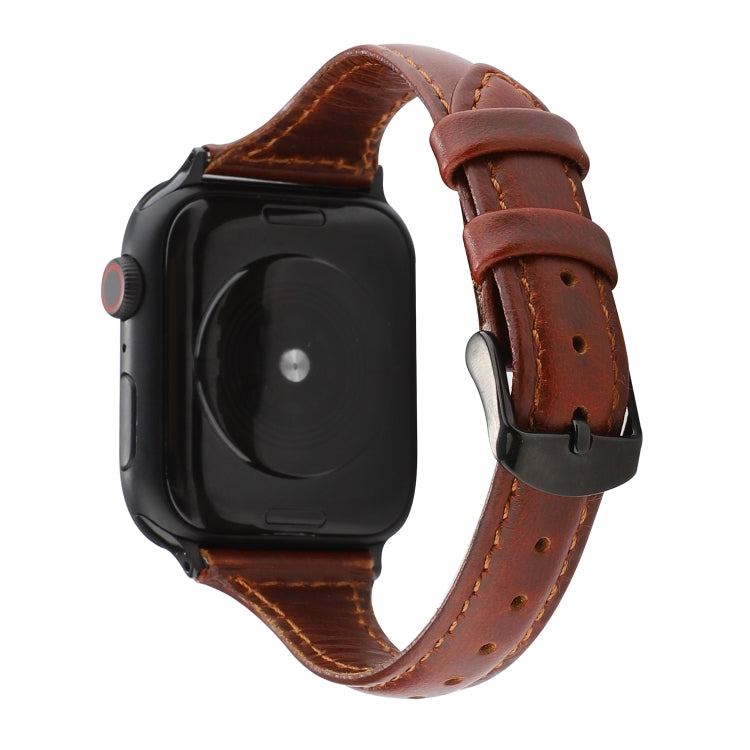 Lisslune | For Apple Watch Ultra 49mm & Watch Ultra 2 49mm / Series 9 & 8 & 7 45mm / SE 3 & SE 2 & 6 & SE & 5 & 4 44mm / 3 & 2 & 1 42mm Crazy Horse Texture Leather Strap (Rust Brown)