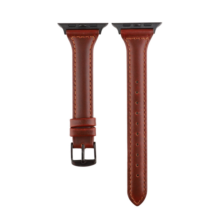 Lisslune | For Apple Watch Ultra 49mm & Watch Ultra 2 49mm / Series 9 & 8 & 7 45mm / SE 3 & SE 2 & 6 & SE & 5 & 4 44mm / 3 & 2 & 1 42mm Crazy Horse Texture Leather Strap (Rust Brown)