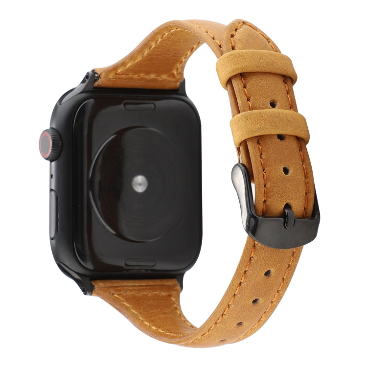 Lisslune | For Apple Watch Ultra 49mm&Watch Ultra 2 49mm / Series 9&8&7 45mm / SE 3&SE 2&6&SE&5&4 44mm / 3&2&1 42mm Crazy Horse Texture Leather Bracelet (Light Brown)