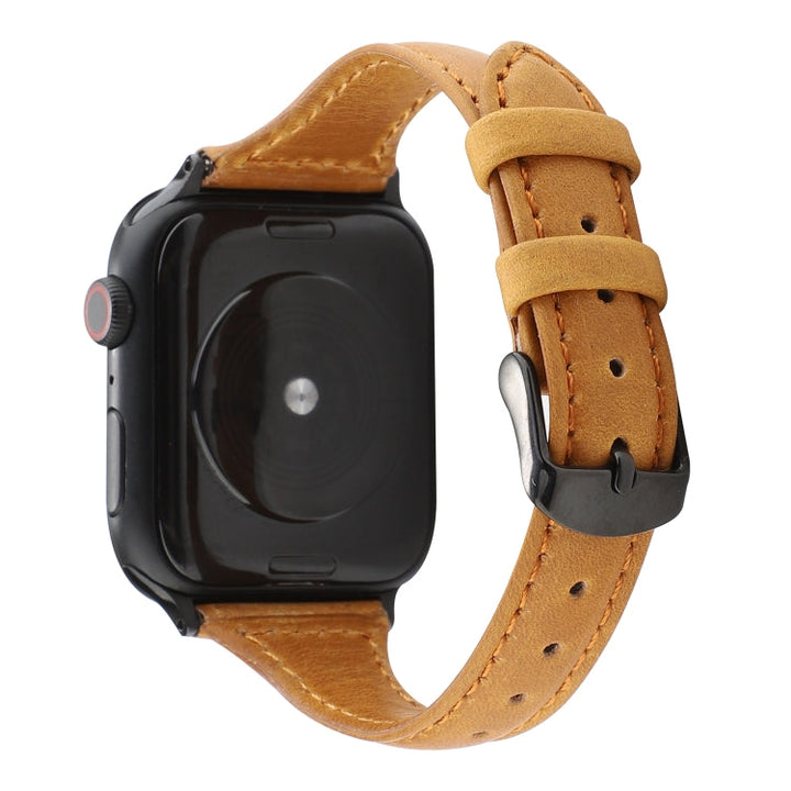 Lisslune | For Apple Watch Ultra 49mm&Watch Ultra 2 49mm / Series 9&8&7 45mm / SE 3&SE 2&6&SE&5&4 44mm / 3&2&1 42mm Crazy Horse Texture Leather Bracelet (Light Brown)
