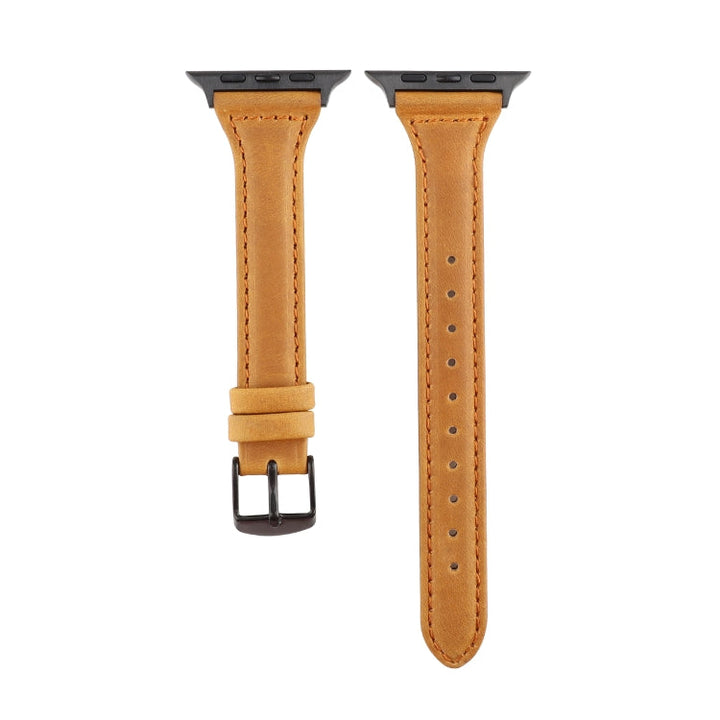 Lisslune | For Apple Watch Ultra 49mm&Watch Ultra 2 49mm / Series 9&8&7 45mm / SE 3&SE 2&6&SE&5&4 44mm / 3&2&1 42mm Crazy Horse Texture Leather Bracelet (Light Brown)