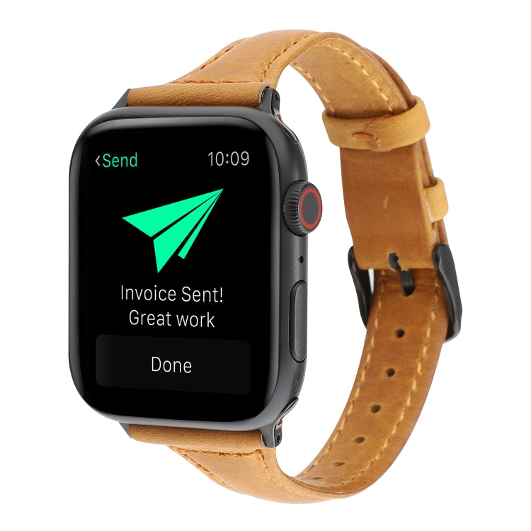 Lisslune | For Apple Watch Ultra 49mm&Watch Ultra 2 49mm / Series 9&8&7 45mm / SE 3&SE 2&6&SE&5&4 44mm / 3&2&1 42mm Crazy Horse Texture Leather Bracelet (Light Brown)