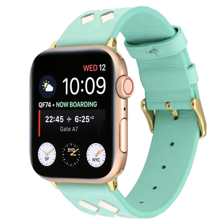 Lisslune | For Apple Watch Ultra 49mm & Watch Ultra 2 49mm / Series 9 & 8 & 7 45mm / SE 3 & SE 2 & 6 & SE & 5 & 4 44mm / 3 & 2 & 1 42mm Woven Pattern Leather Strap (Green White)