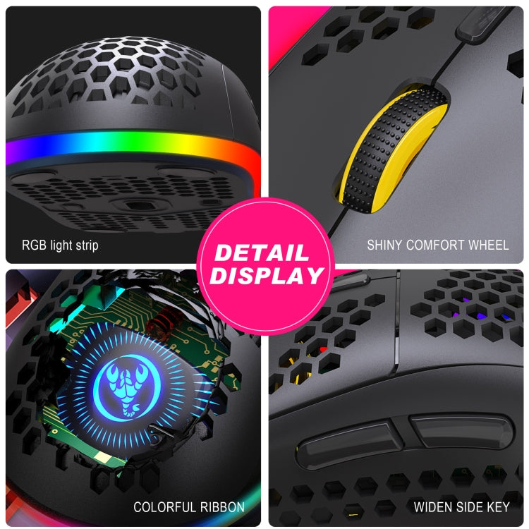 Lisslune | HXSJ T90 RGB Light Three-Mode Wireless Gaming Mouse