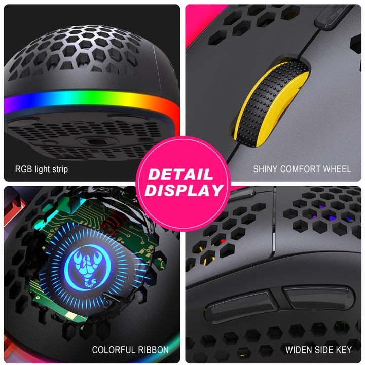 Lisslune | HXSJ T90 RGB Light Three-Mode Wireless Gaming Mouse