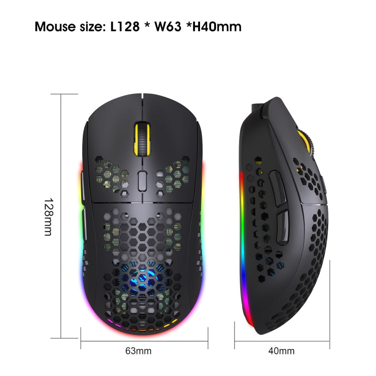 Lisslune | HXSJ T90 RGB Light Three-Mode Wireless Gaming Mouse