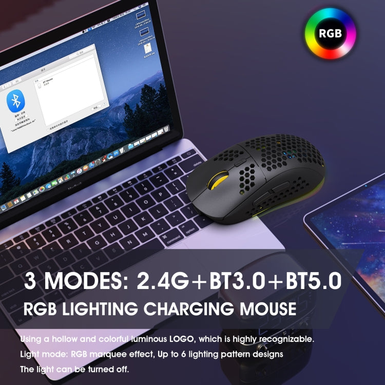 Lisslune | HXSJ T90 RGB Light Three-Mode Wireless Gaming Mouse