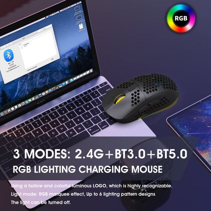 Lisslune | HXSJ T90 RGB Light Three-Mode Wireless Gaming Mouse