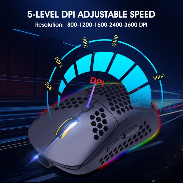 Lisslune | HXSJ T90 RGB Light Three-Mode Wireless Gaming Mouse