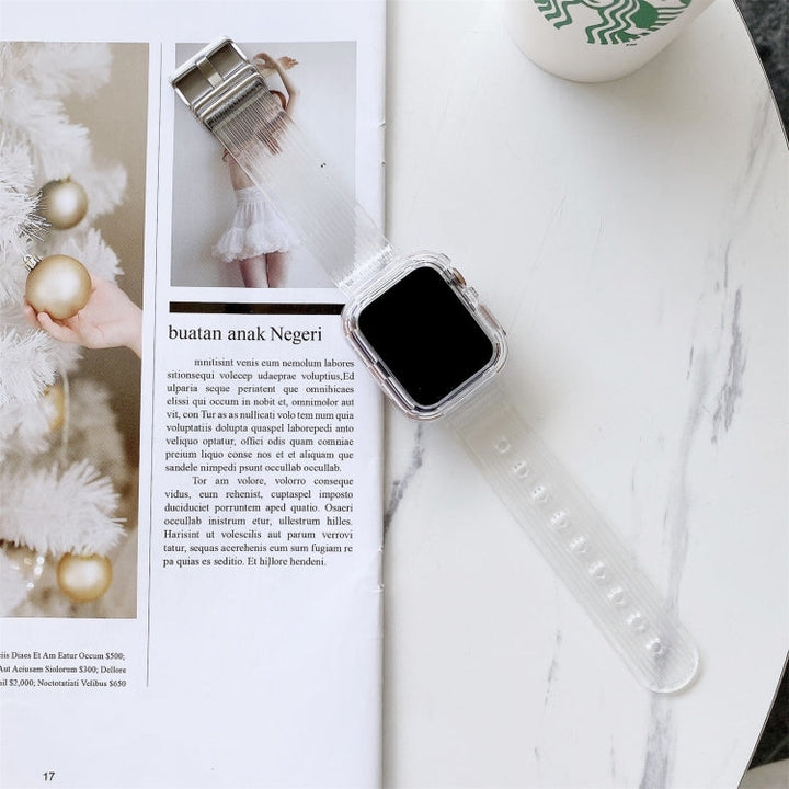 Lisslune | Candy Color Transparent TPU Watch Band for Apple Watch Series 7 41mm / & 6 & SE & 5 & 4 40mm (Transparent)