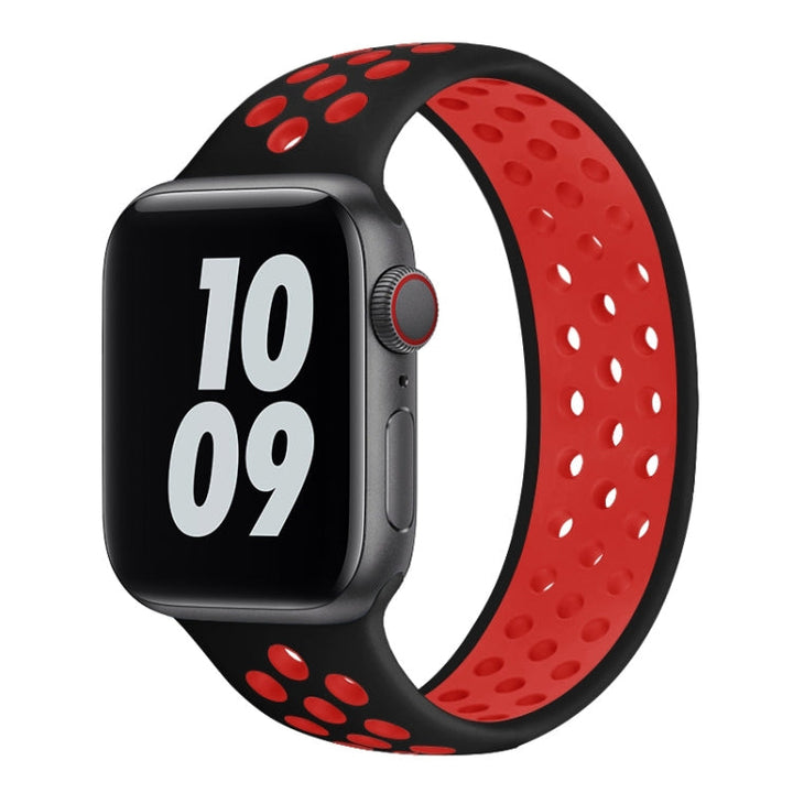 Lisslune | Elastic Silicone Watch Band for Apple Watch Series 7 41mm / 6 & SE & 5 & 4 40mm / 3 & 2 & 1 38mm, Length: 150mm (Black Red)