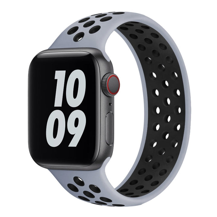 Lisslune | Elastic Silicone Watch Band for Apple Watch Series 7 41mm / 6 & SE & 5 & 4 40mm / 3 & 2 & 1 38mm, Length: 150mm (Gray Black)