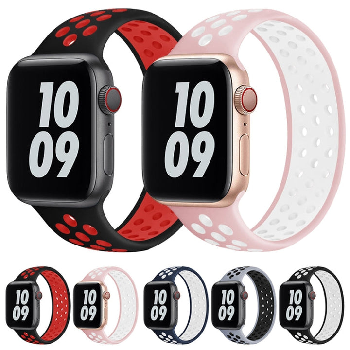Lisslune | Elastic Silicone Watch Band for Apple Watch Series 7 41mm / 6 & SE & 5 & 4 40mm / 3 & 2 & 1 38mm, Length: 150mm (Gray Black)